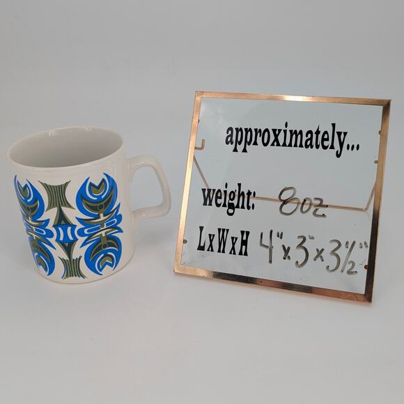 1970s Retro Mug Staffordshire Potteries Blue Green Geometric English Coffee Cup - Picture 8 of 8